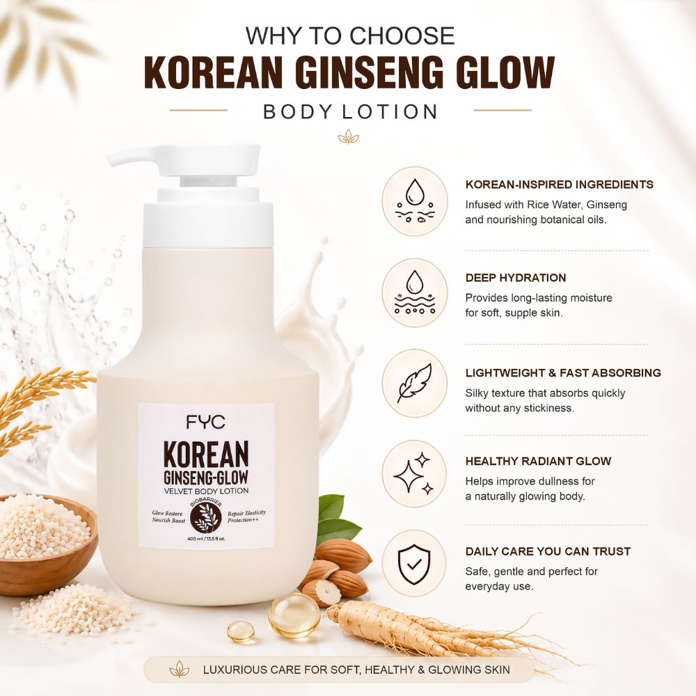 FYC Korean Radiance Body Lotion with Rice Water, Hyaluronic Acid & Argan Oil
