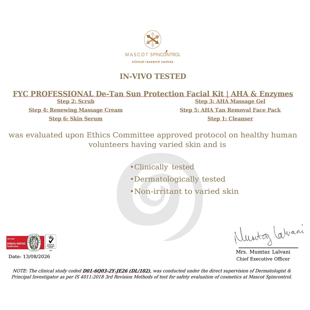 De-Tan Sun Protection Facial Kit | AHA & Enzymes | Reduces Tanning, Sunburn | 6 Step Complete Treatment