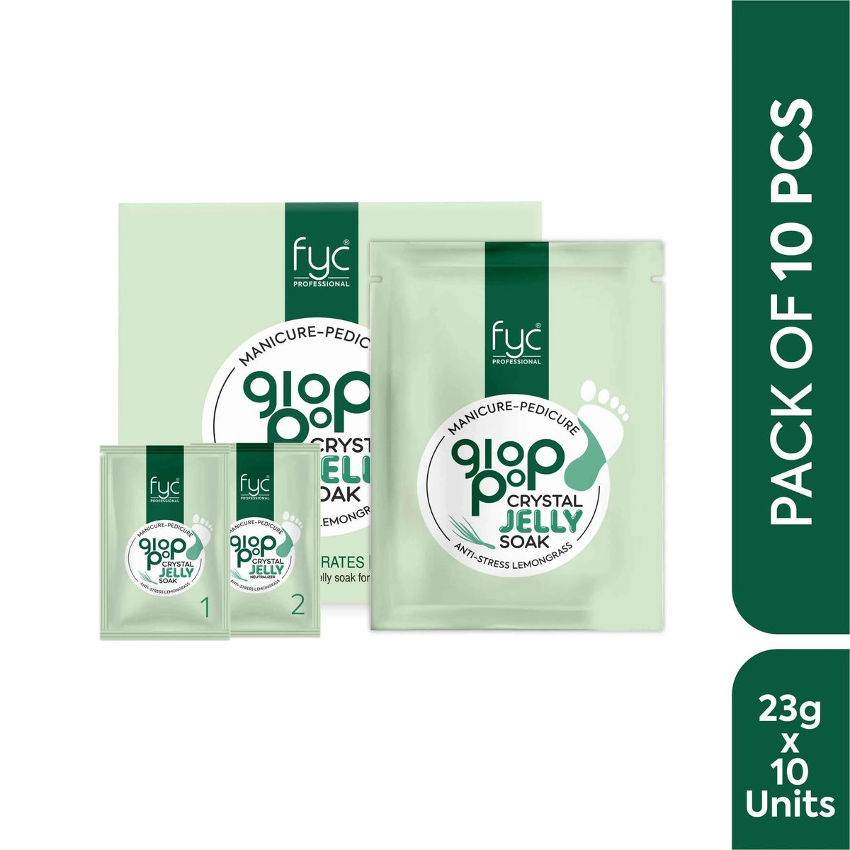 Lemongrass Glop-Pop Crystal Jelly Mani-Pedicure – Pack of 10 (23g Each)