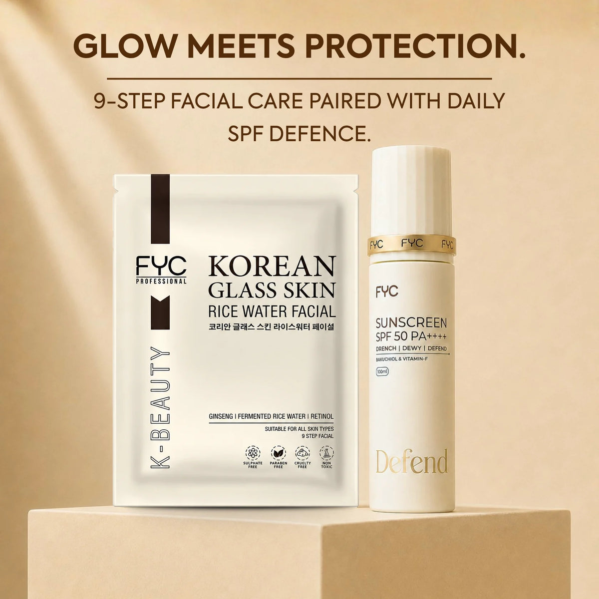 Korean Facial Kit + Sunscreen | Glow & Shield Combo