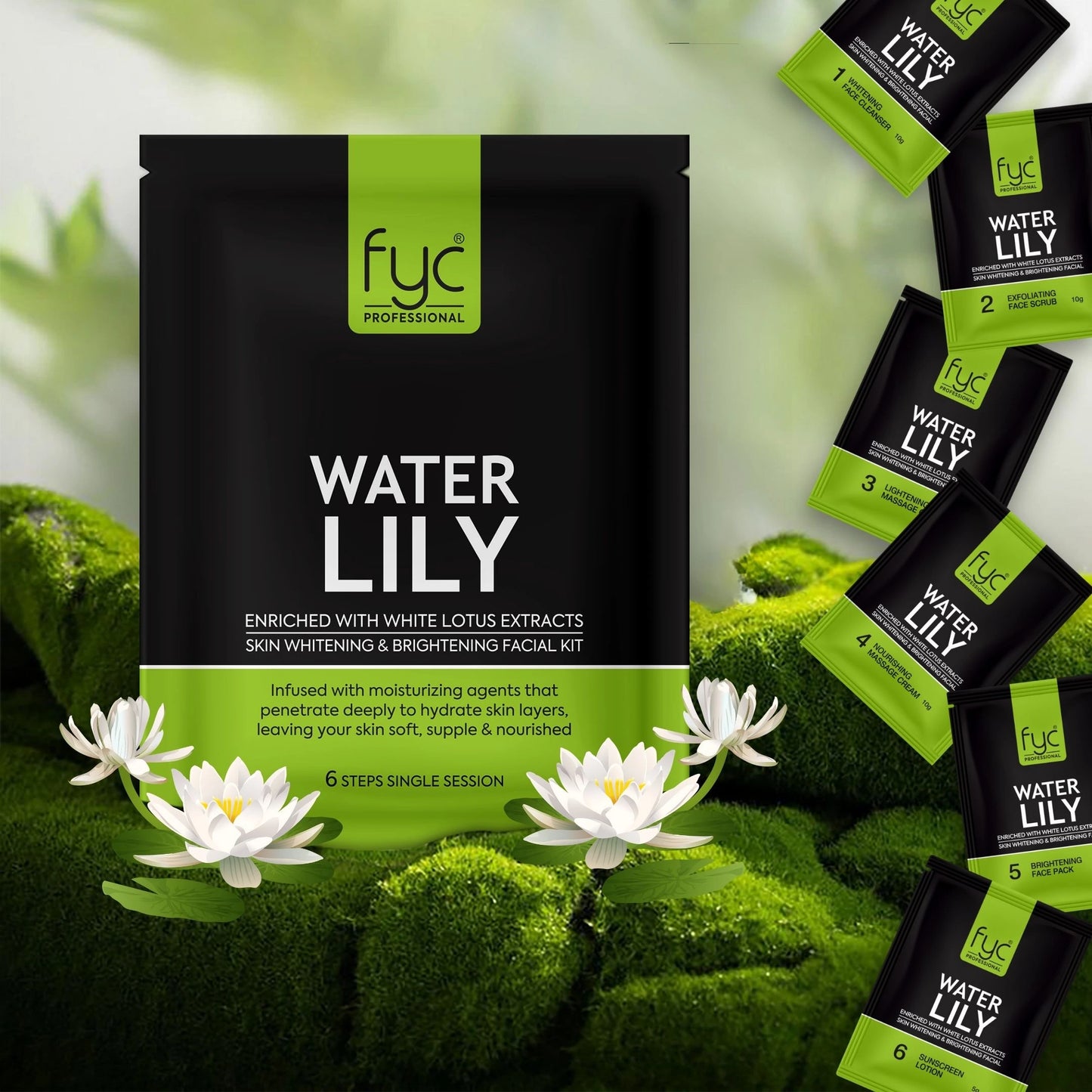 FYC Water Lily 6 Steps Facial Kit – Pack of 5 (55g Each)