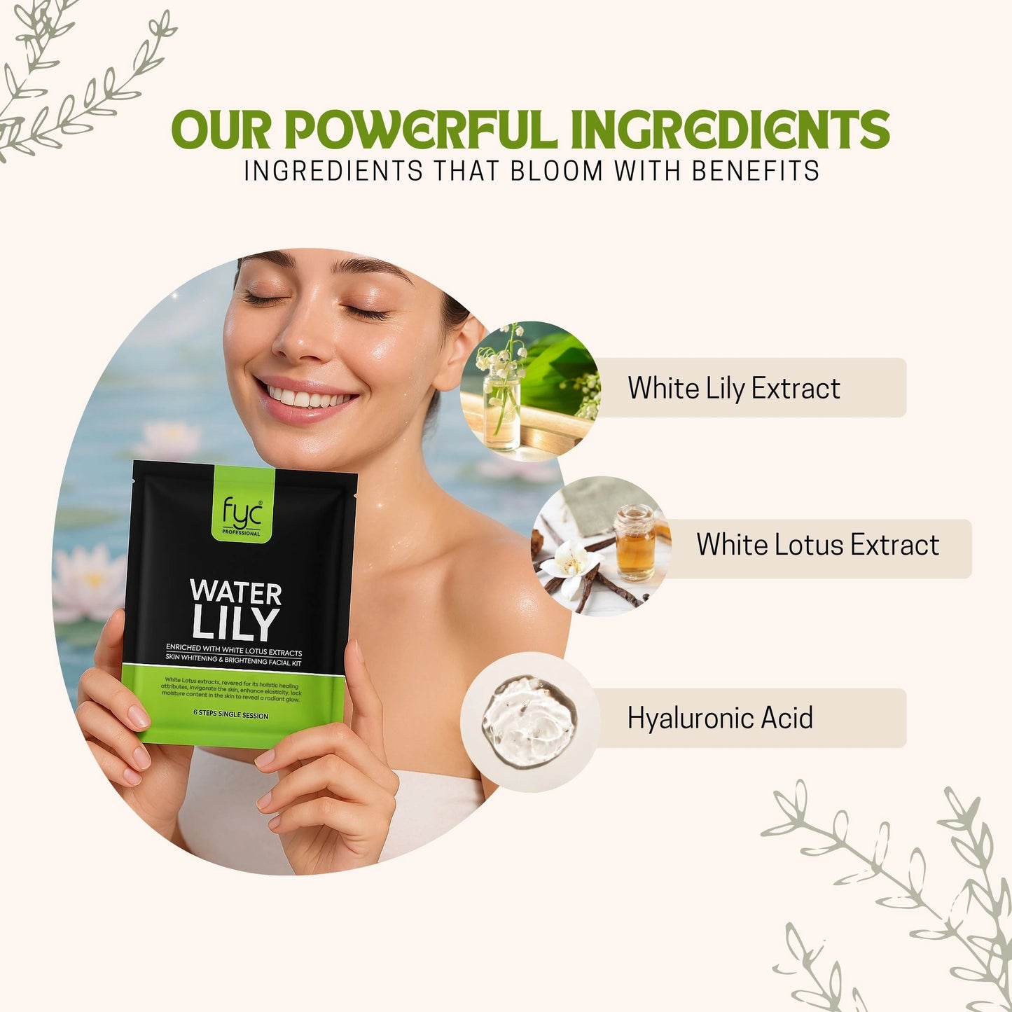 FYC Water Lily 6 Steps Facial Kit – Pack of 5 (55g Each)