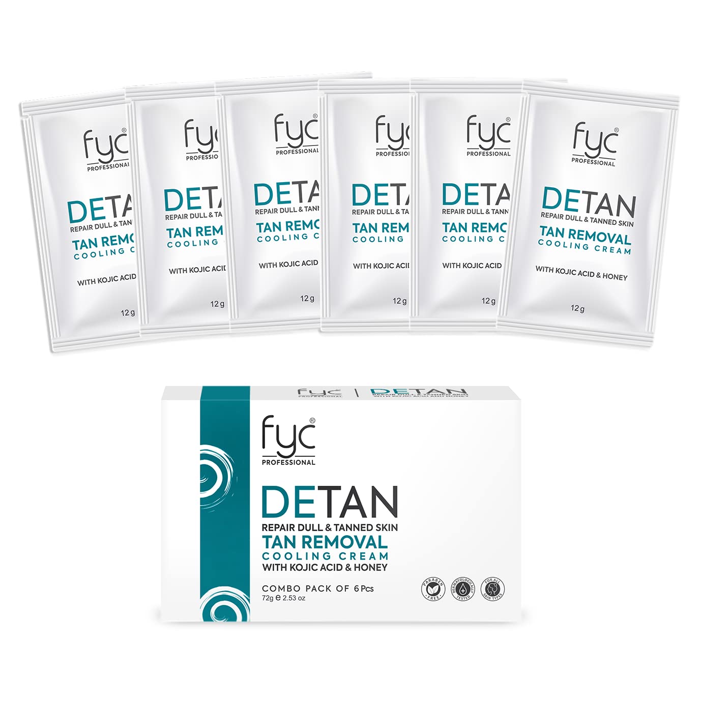 DETAN TAN REMOVAL COOLING CREAM for REPAIR DULL & TANNED SKIN (COMBO PACK)