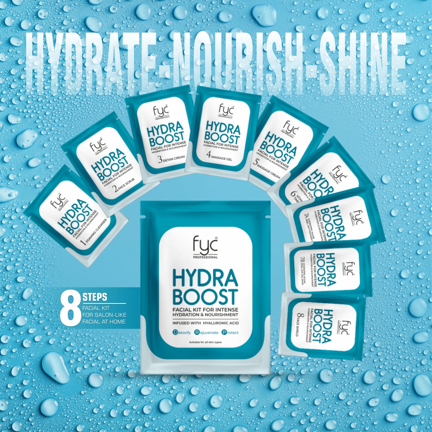 HydraBoost Facial Kit Pouch 185g - 8 Step Facial Kit