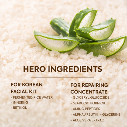 Korean Facial Kit + Repairing Concentrate | Correct & Renew Combo