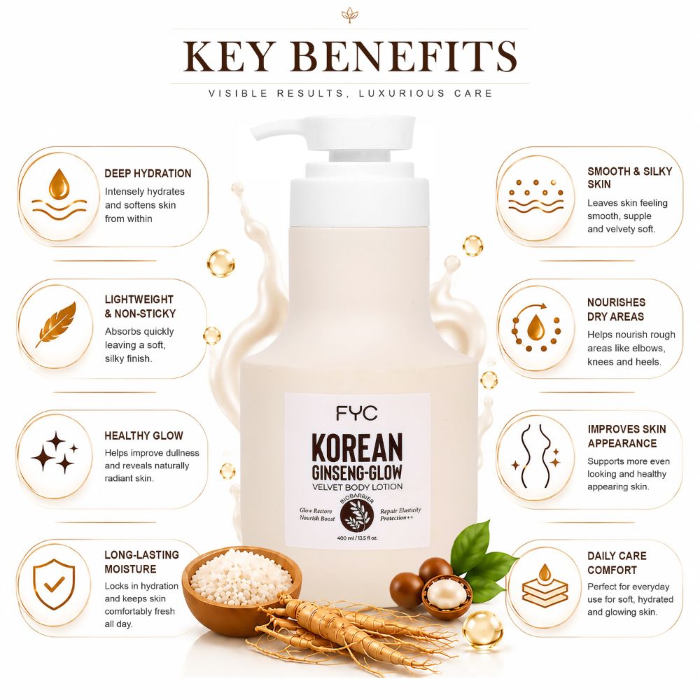 FYC Korean Radiance Body Lotion with Rice Water, Hyaluronic Acid & Argan Oil