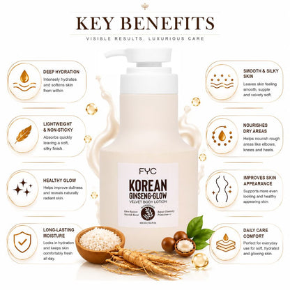 FYC Korean Radiance Body Lotion with Rice Water, Hyaluronic Acid & Argan Oil