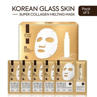 FYC Professional Korean Glass Skin Super Collagen Melting Mask & Tonic – Pack of 5