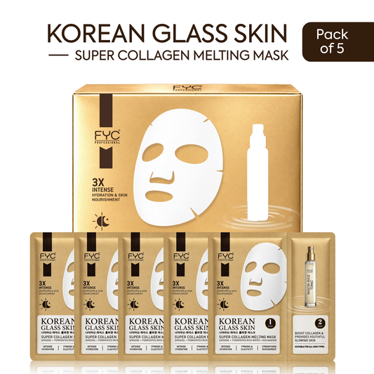 FYC Professional Korean Glass Skin Super Collagen Melting Mask & Tonic – Pack of 5