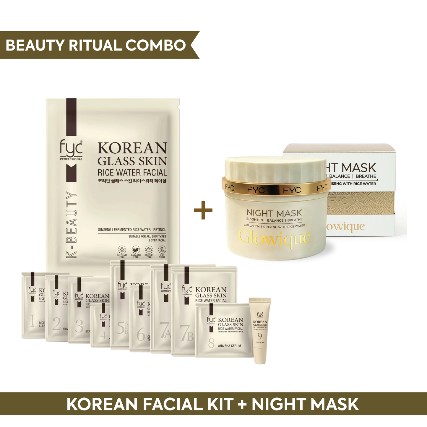Korean Glass Skin Facial Kit + Night Mask | Glow While You Sleep Combo