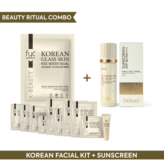 Korean Facial Kit + Sunscreen | Glow & Shield Combo