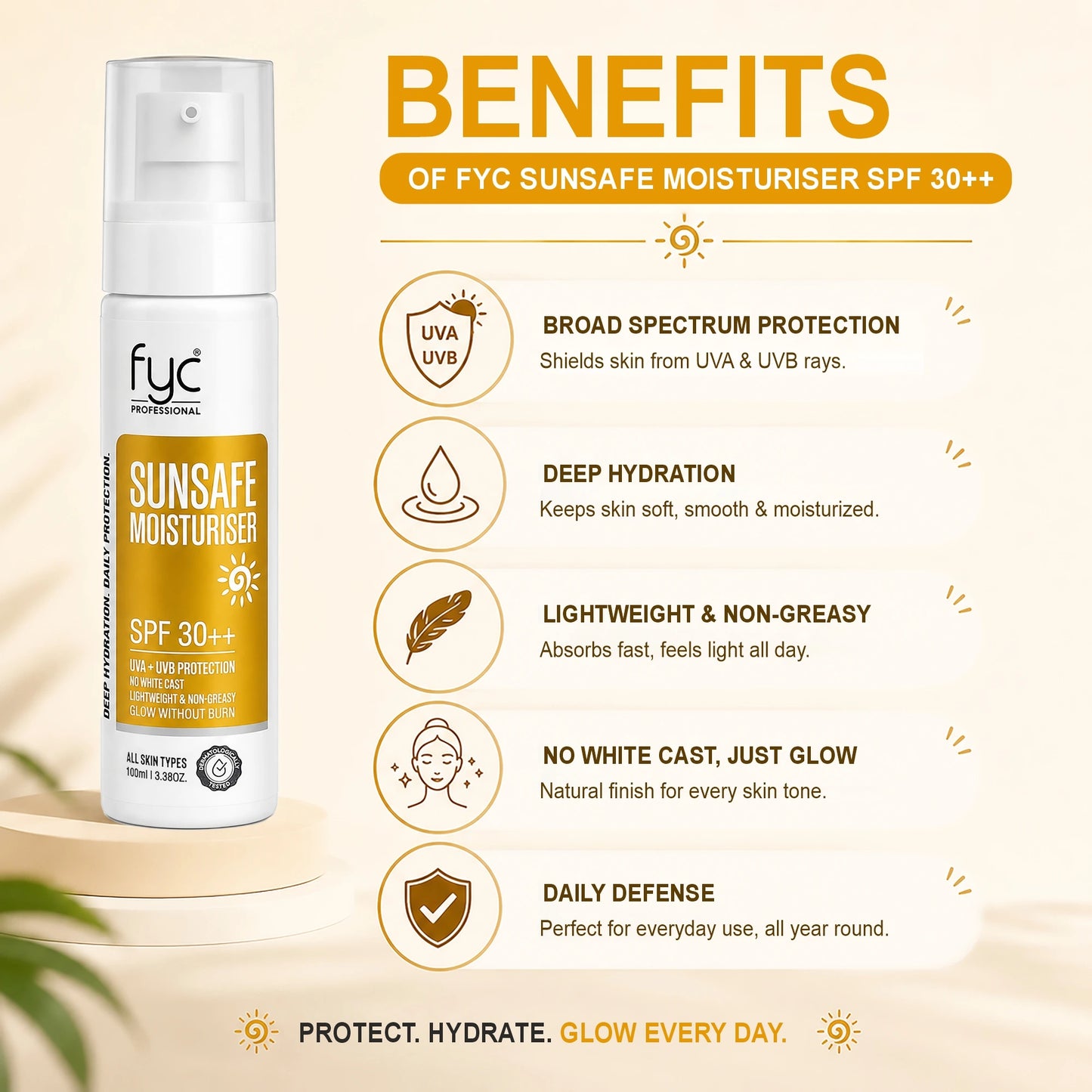 FYC Professional SunSafe Moisturiser SPF Protection & Hydration Lotion – 100ml