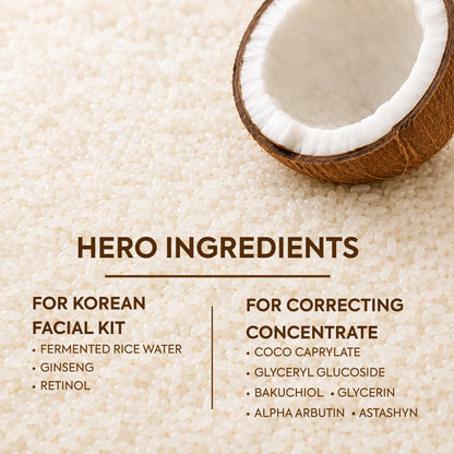 Korean Facial Kit + Correcting Concentrate | Restore & Radiate Combo